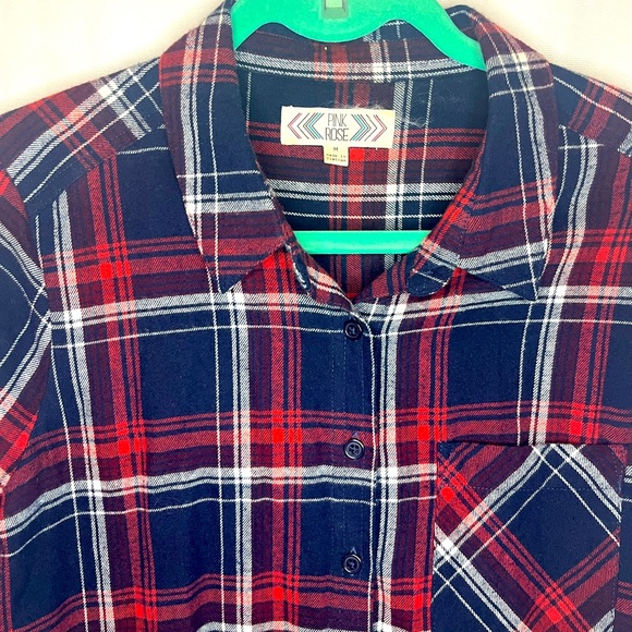 Pink Rose Flannel Button Up Dress/Tunic - Picture 4 of 4